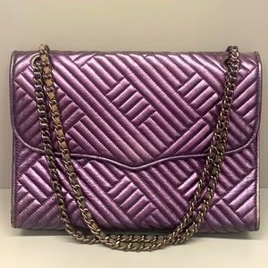 Rebecca Minkoff large envelope bag; purple, adjustable crossbody/shoulder chain